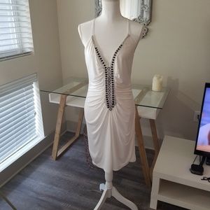 White Sleeveless Embroidered Dress